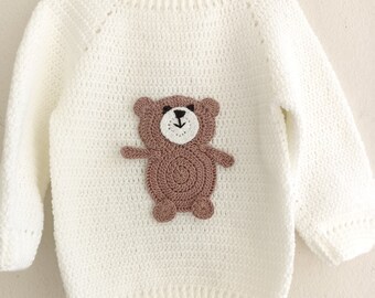 Bear baby costume -Sweater -Crochet Jumper For Baby Girl And Boy Gift- Personalized Sweater Children- Custom Baby Gift