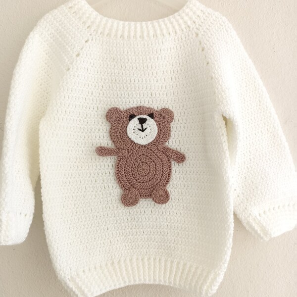 Bear baby costume -Sweater -Crochet Jumper For Baby Girl And Boy Gift- Personalized Sweater Children- Custom Baby Gift