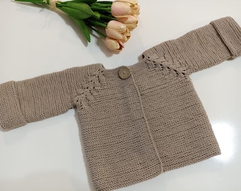 Hand Knit Baby cardigan Baby Boys sweater newborngifty thick jacket hand knitted