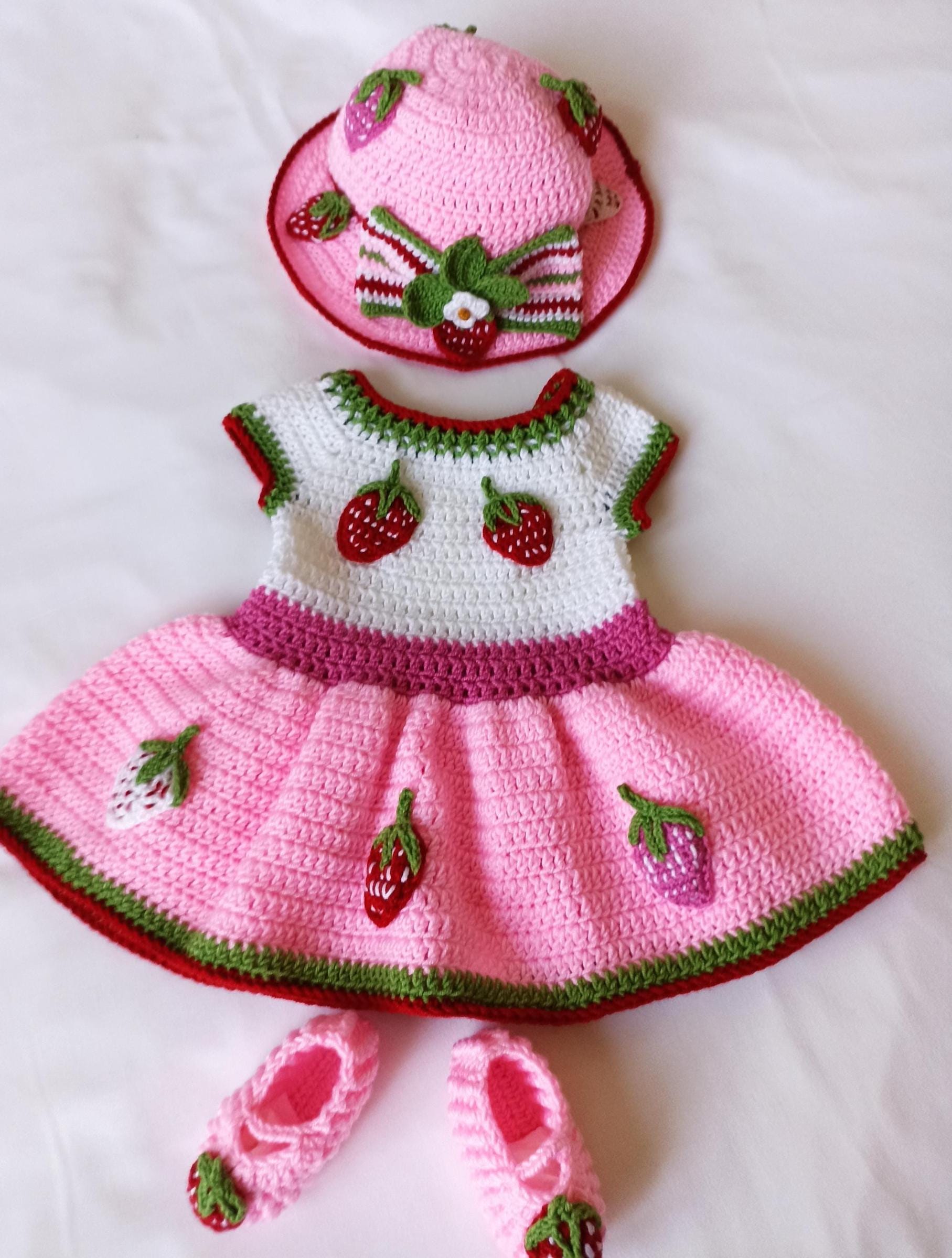Handmade Strawberry Costume Hallowen Baby Costume Dress Toddler Crochet Strawberry Dress |Birthday Outfit for Girls | Fruit Themed Dress