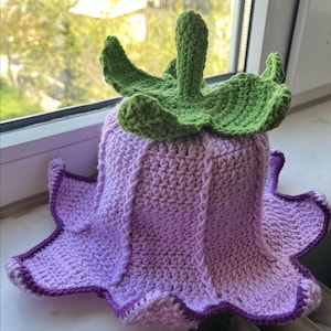 Purple lily flower crochet bucket hat mother daughter hat Handmade Spring Hat | Cute Tulip Hat | Spring Crochet Bucket Hat