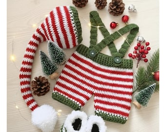 Crochet Baby Elf Costume Set | Newborn Christmas Photo Prop
