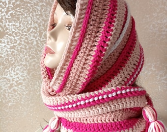 The Woe and Gleeful Snood Patterns Crochet Enid Pink Snoods Crochet İnfinity scarf