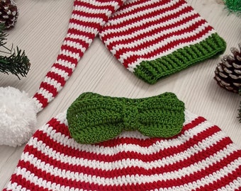 Baby girl Santa Outfit - Baby Christmas Skirt Hat- Mrs clause outfit - crochet Santa suit - newborn photo prop - baby first christmas outfit