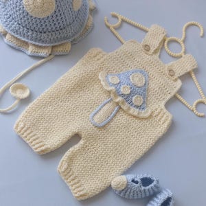 Baby Halloween costumeNewborn Mushroom Baby Clothes for Spring mushroom bucket, mushroom overalls  mushroom baby hat bot set