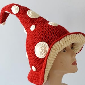 mushroom witch hat, crocheted mushroom hat halloween hat from newborn to adult forest newborn photography