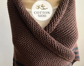 Scialle Claire Work, maglione triangolare in cotone al 100%, sciarpa da donna, scaldaspalle, COLORI PERSONALIZZATI, Outlander stagione 7.