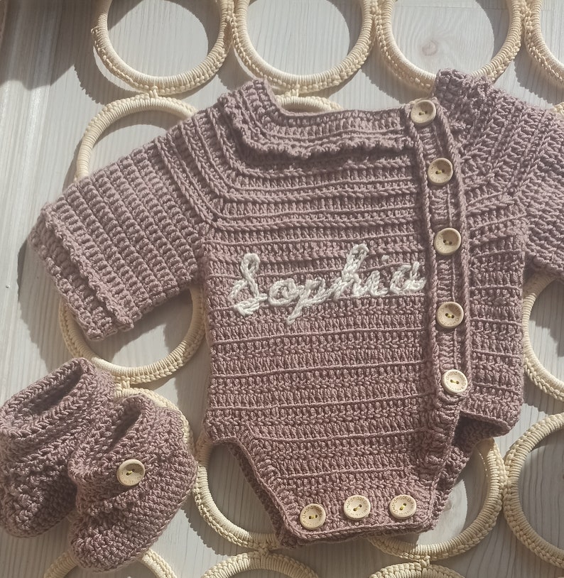 Hand Embroidered Knit Sweater Romper for Babies Baby Hospital Outfit