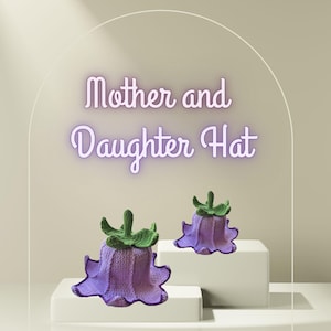 Mommy and me matching lily hat Purple lily flower crochet bucket hat  Handmade Spring Hat | Cute Tulip Hat | Spring Crochet Bucket Hat