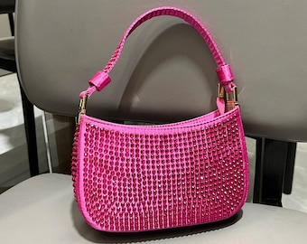 Bianca Bag / Rhinestones Evening Bag / Night Out Bag / Weeding Bag / Crystal Bag / Pink Crystal Clutch Women's bag / Shoulder Bag