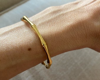 Bamboo Bracelet / Fashion Bracelet / Gold Bracelet / Fine Jewelry  / Stainless Steel Bracelet / Bamboo Jewelry