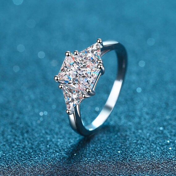 Radiant Cut Diamond Ring Emerald Cut Diamond Ring Plated