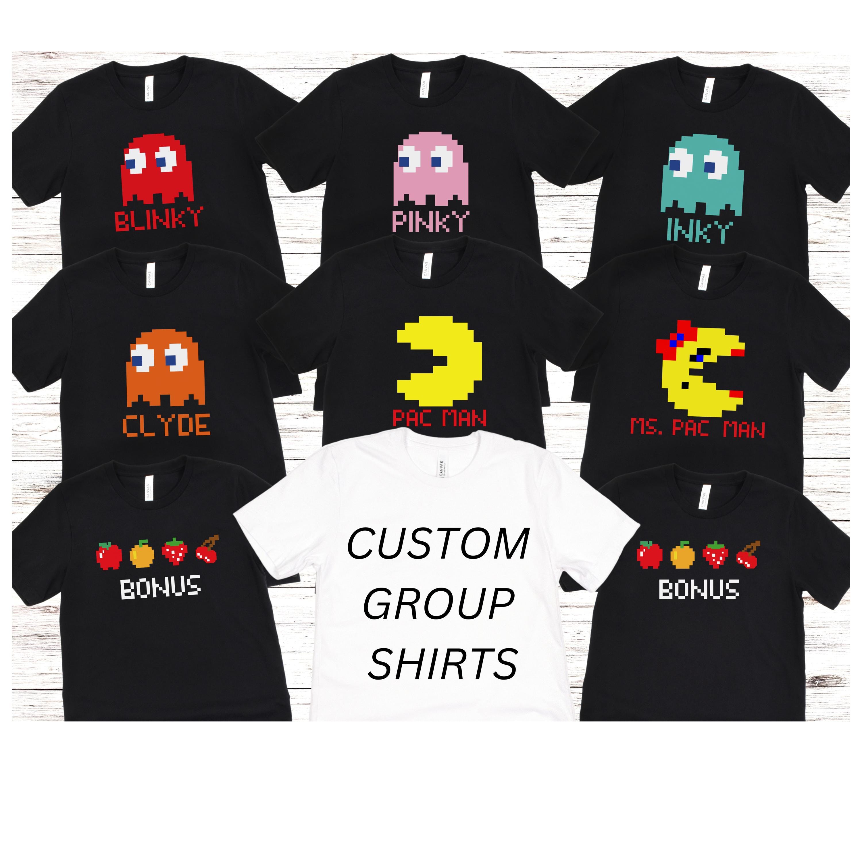 Group Costumes T-shirts | Pacman - Group costumes kaos karakter Pac-Man bertema Halloween