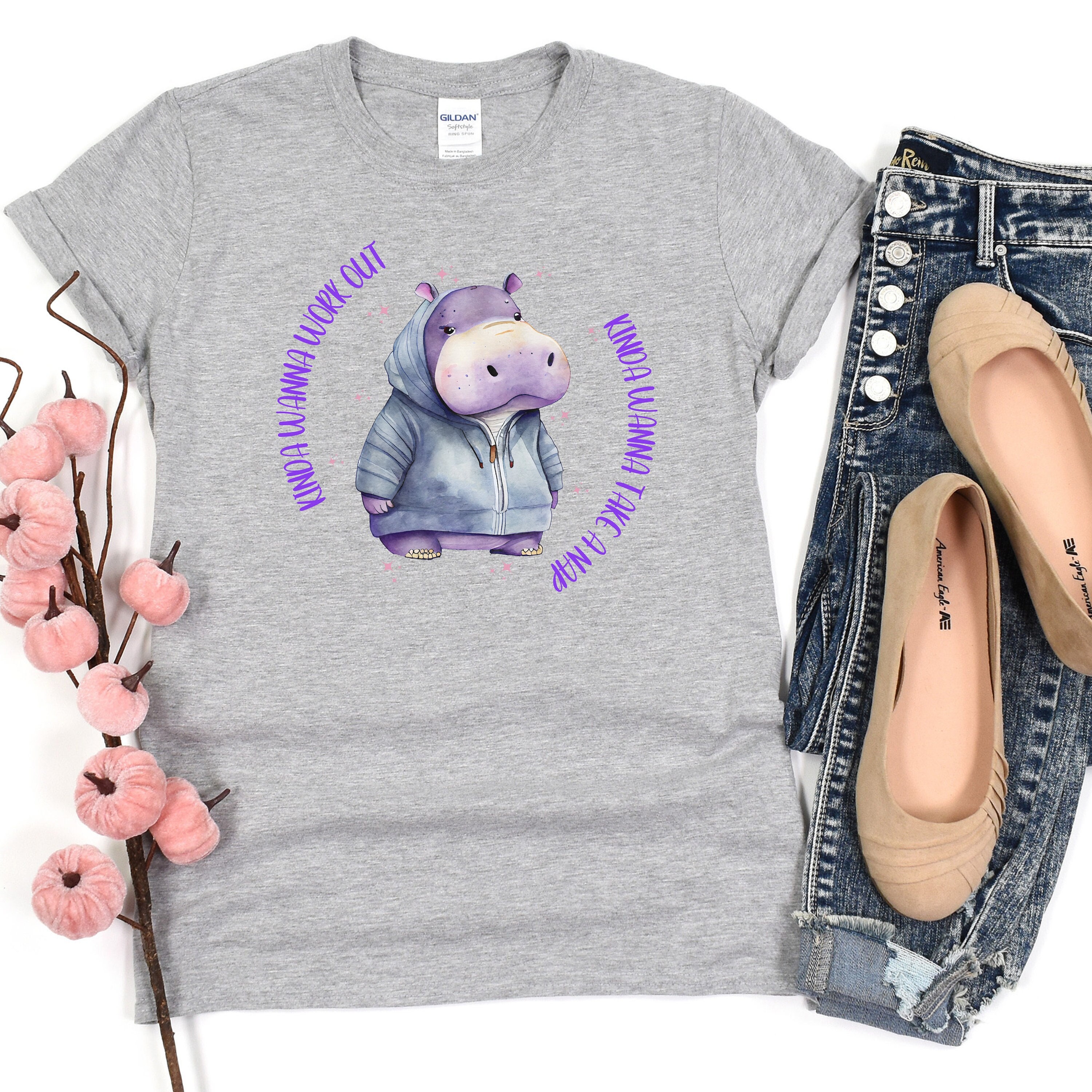 Workout Shirt, Lazy Workout Shirt, Hippo Lover, Hippo T-Shirt, Tired Shirt, Gifts for Mom, SAHM Shirt, I wanna a hippopotamus,