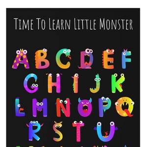 Monster Alphabet Poster Ideal para la habitación de los niños o la biblioteca