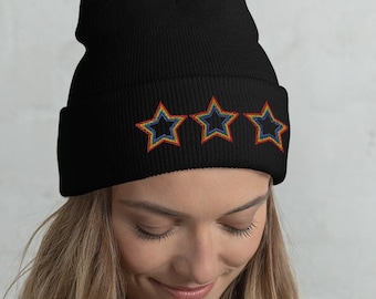 Winter Beanie - Rainbow stars