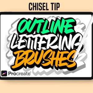Pincéis Procreate para letras de contorno, pincéis para letras de contorno para Procreate, pacote de pincéis de contorno com ponta de cinzel, download instantâneo