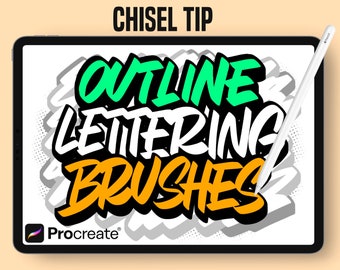 Procreate Outline Lettering Brushes: Chisel Tip Brush Bundle (Instant Download)