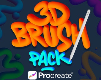 Procreate 3D Lettering Brush Set: Realistic iPad Brushes (Instant Download)