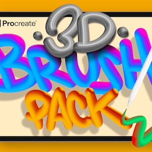Procreate 3D Brush Bundle, 3D Schriftzug Procreate Pinsel, 3D Pinsel, iPad Lettering, realistische 3D Pinsel, sofortiger Download