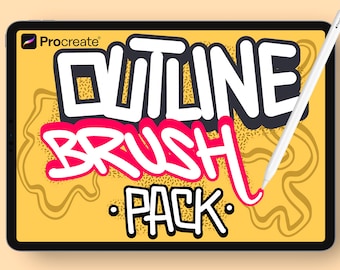 Procreate Outline Lettering Brushes, Round Tip Outline Procreate Brushes, Lettering Brushes, 3D Brushes, Procreate Bundle, Instant Download