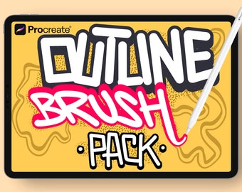 Procreate Outline Lettering Brush Set: 3D Round Tip Brushes (Instant Download)
