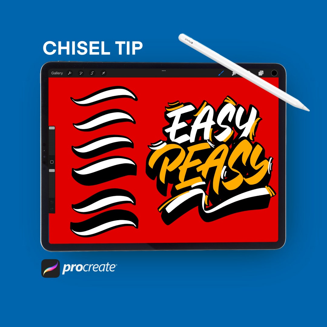 Outline Lettering Procreate Brushes Chisel Tip Outline Brush Etsy