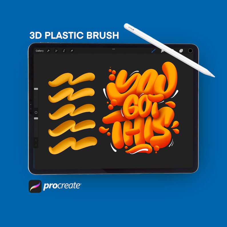 May include: A digital illustration of the phrase "You Got This" in a 3D plastic style, created using the Procreate app on an iPad. The illustration is in orange and white on a black background.