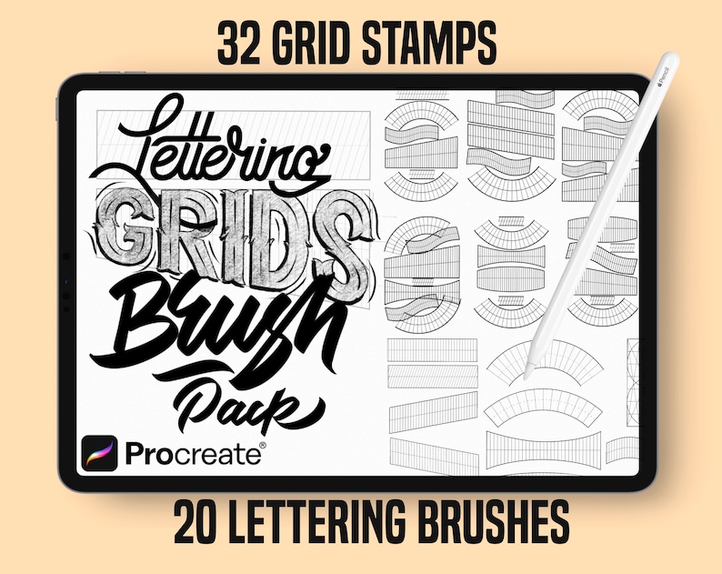 Procreate Lettering Stamps & Brushes: Composition Grids Kit (digital ...
