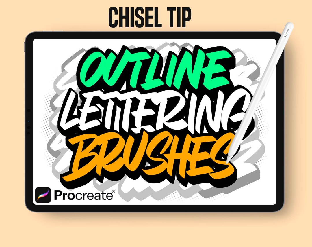 Procreate Brushes Outline Lettering, Outline Lettering Brushes for