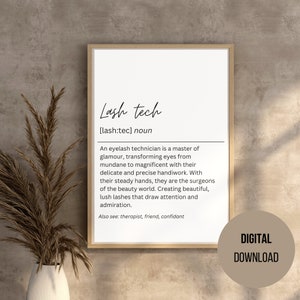 Lash tech definition Eyelash technician, Salon decor, Beauty salon interior, Printable wall art, Lash artist gift, salon wall art,