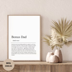 Definición de papá extra imprimible, regalo del día del padre, arte de pared imprimible, padre extra, regalo de cumpleaños para él, regalo extra de papá, regalo de padrastro
