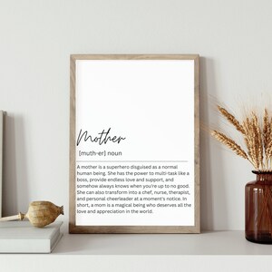 Mutter Definition Printable, druckbare Wandkunst, Muttertagsgeschenk, Geschenk für Mutter, Geburtstagsgeschenk für sie, erster Muttertag, Mutter Mutter Geschenk
