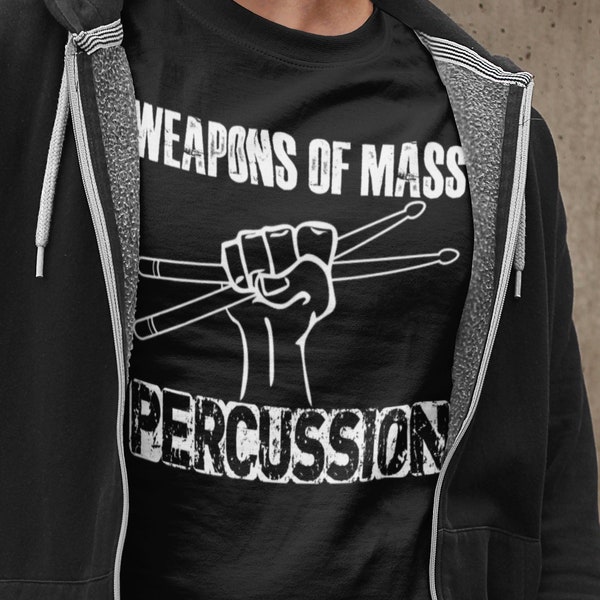 WEAPONS of MASS PERCUSSION  - Super / Cool Funny / Loose Fit / Musician / Drums / Drummer / On Stage / Gift /T-shirt / Man / Eye Catching