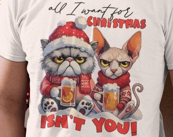 Grumpy Cats Christmas T-Shirt – Funny Holiday Cat Lover Tee