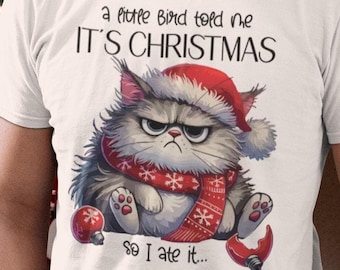 Grumpy Cat Christmas T-Shirt - Funny Holiday Tee for Cat Lovers