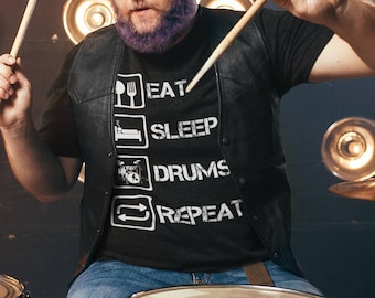 Eat Sleep Drums Repeat T-Shirt – Funny Musician Gift