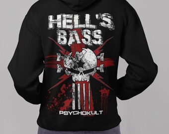 HELL&#39;S BASS - Cool / Rock / Metal / Bass / Punk / Bass Player / Hell&#39;s Bells / On Stage / Musician / Party /Hoodie / Hood / Men