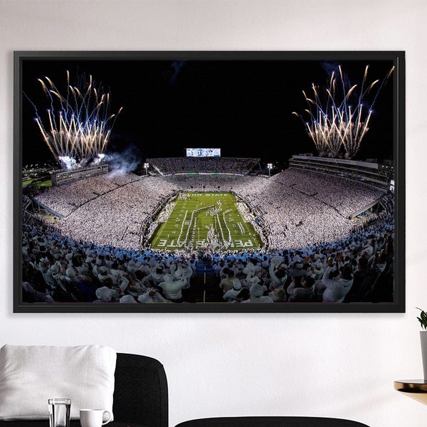 Penn State Stadium Wall Art, Football gifts, Canvas Stadium Print,Beaver Stadium White Out Penn State,Night Game wall decor,Ready To Hang