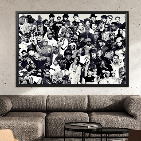 Hip Hop Legend, Legend Rappers Poster, Eminem, 2pac, Snoop Dogg, Ice Cube, Poster Wall Art, Rap Star Collage, Ready TO Hang