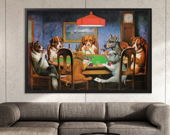 A Friend in Need by C.M. Coolidge Poker Game, Dogs Playing Poker, Dogs Poker Painting, Famous Painting, Famous Poster, Canvas Art