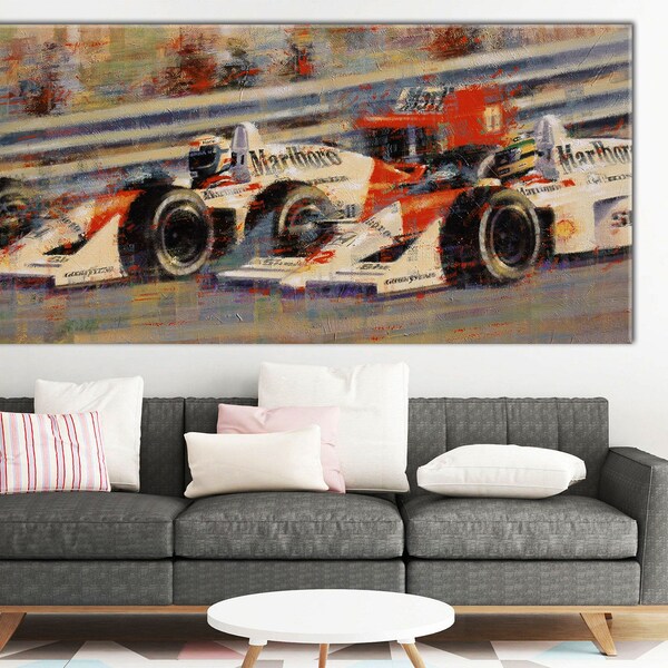 Formula 1 Canvas, F1 Oil Painting Print, F1 Wall Art, Huge Canvas Print, Formula 1 Wall Decor, F1 Fan Gift, Ready to Hang