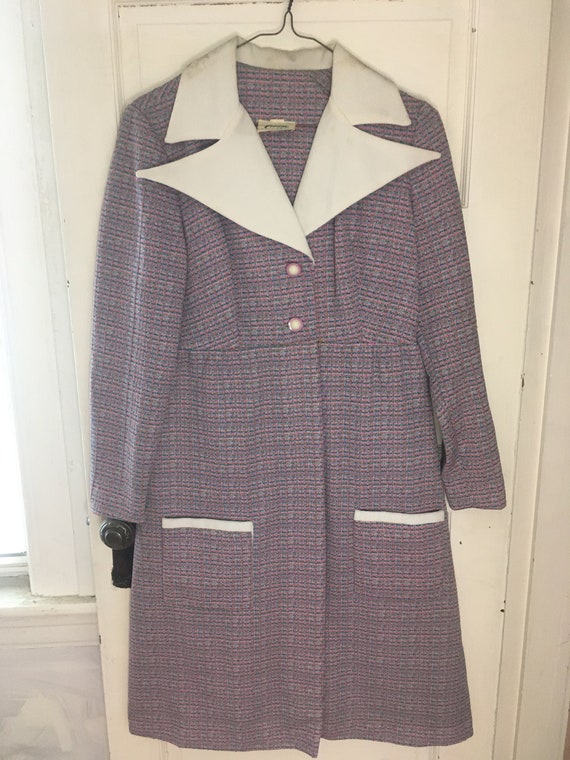 Vintage 60s Forum brand dress/jacket, purple twee… - image 1