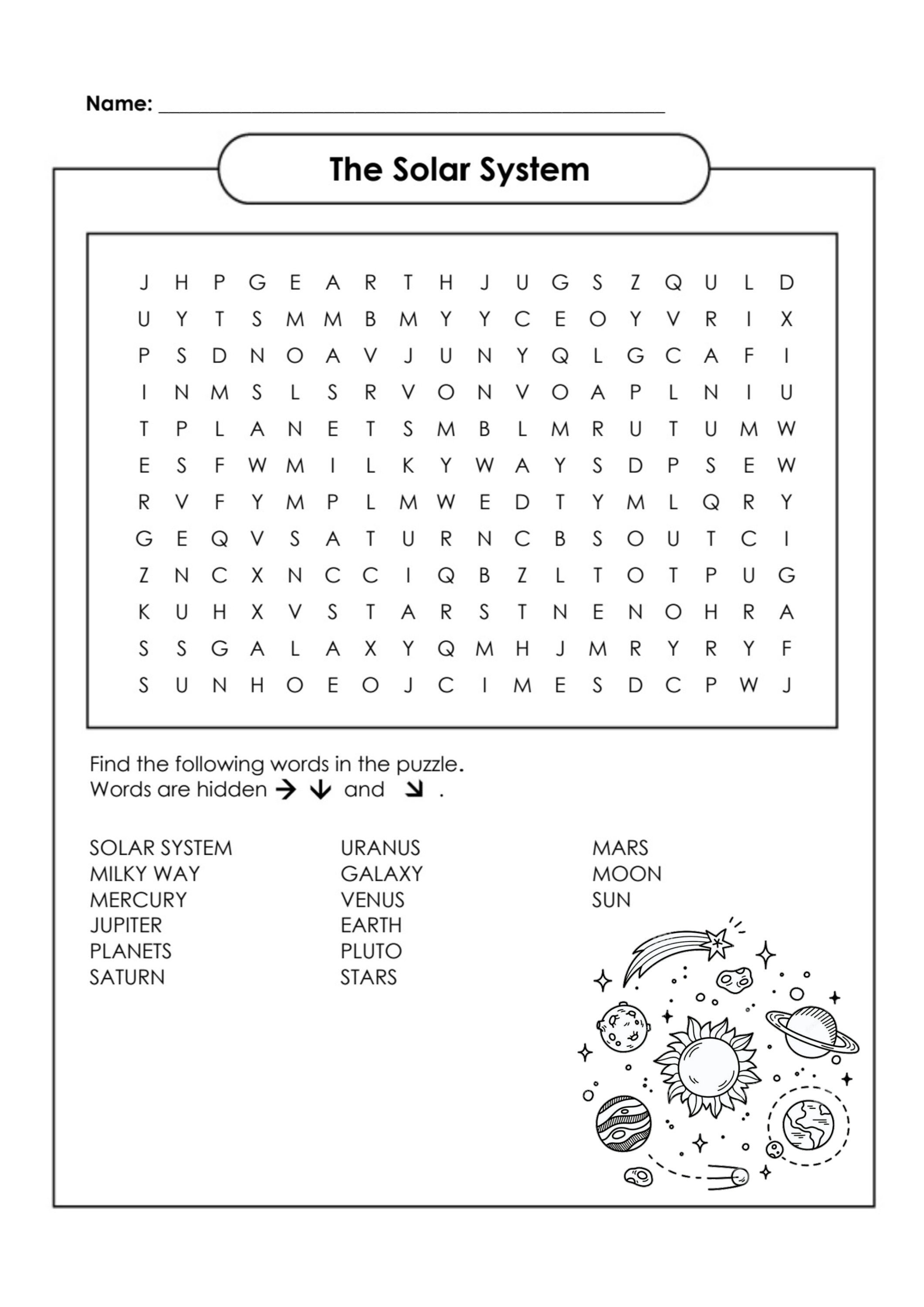 The Solar System Word Search for Digital Download - Etsy