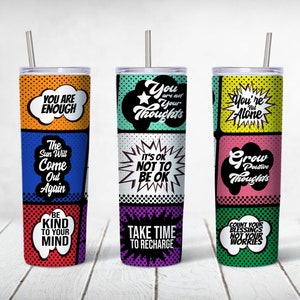 Unique Mental Health Tumbler Wrap | 20oz Skinny Tumbler Design | PNG Sublimation File
