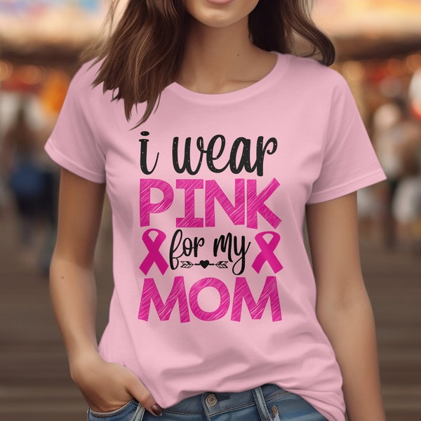 Breast Cancer Awareness T-Shirt, Supportive Mom Pink Ribbon Design, Women's Inspirational Tee
