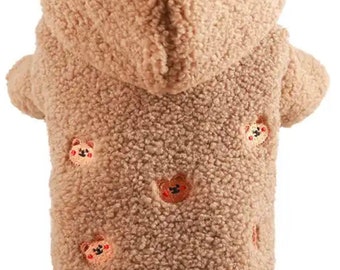 Soft sherpa cute embroidered coat for puppy or small dog