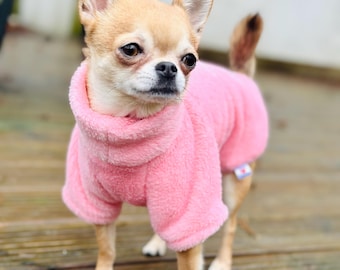 Ultra soft & fluffy fleece warm dog jumper for small breed dogs and puppies - Handmade - can be Made to Measure