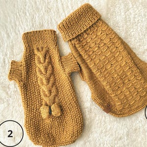 Alpaca + Merino fluffy wool hand knitted jumper for small breed pooch or a puppy in dark mustard yellow (around 2-3kg) Ready to post