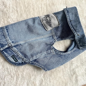 Denim Dog Jacket with winged Skull patch and Spiked Studs 49-55cm / 19-21.5inch chest
